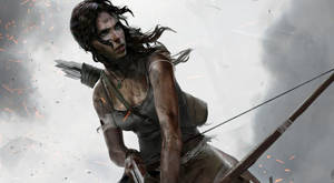 Lara Croft Exploring Her World In Tomb Raider 9 Wallpaper