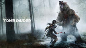 'lara Croft In Action In The Rise Of Tomb Raider' Wallpaper