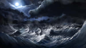 Large Waves From A Powerful Ocean Storm Wallpaper