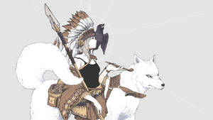 Large White Anime Dog Wallpaper