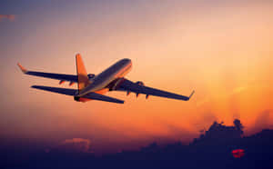 Late Sunset Plane Background Landscape Wallpaper