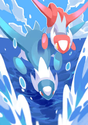 Latias And Latios Diving In Water Wallpaper