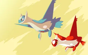 Latios And Latias In Yellow Abstract Background Wallpaper