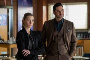 Lauren German And Tom Interrogating Someone Wallpaper