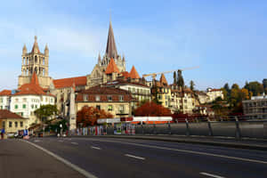 Lausanne Cathedraland Cityscape Wallpaper