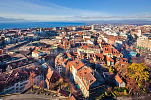 Lausanne Cityscape Aerial View Wallpaper