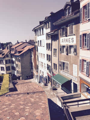 Lausanne Historic Street View Wallpaper