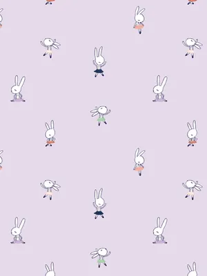 Lavender Bunny Pattern Wallpaper