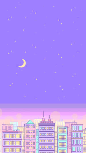 Lavender Night Skyline Wallpaper