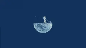 Lawn Mower On The Moon Illustration Art Wallpaper