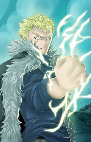 Laxus Dreyar Unleashes His Lightning Magic Power In An Intense Battle Wallpaper