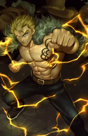 Laxus Dreyar Unleashing His Lightning Magic Wallpaper