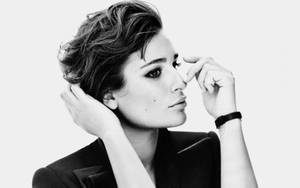 Lea Michele Monochromatic Greyscale Photograph Wallpaper