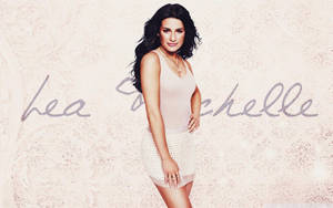 Lea Michele White Creme Dress Wallpaper