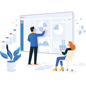 Lead Man Presenting Data 2d Illustration Wallpaper