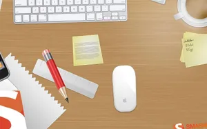 Learning Desk With Apple Keyboard And Mouse Wallpaper