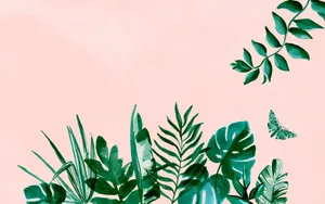 Leaves In A Pink Pastel Aesthetic Desktop Wallpaper