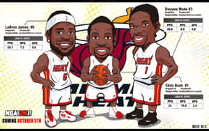 Lebron James Dwayne Wade Chris Bosh Chibi Digital Art Wallpaper