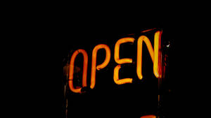 Led Neon Orange Open Signage Wallpaper