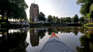 Leeuwarden Kayak View Oldehove Tower Wallpaper