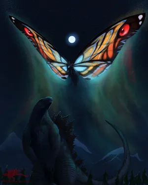 Legendary Battle: Godzilla Vs Mothra Wallpaper