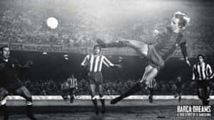 Legendary Football Icon Johan Cruyff In Action At Fc Barcelona Wallpaper