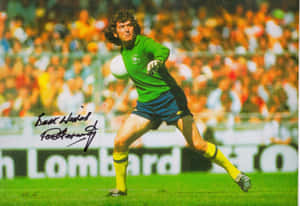 Legendary Football Player Pat Jennings Autographed Portrait Wallpaper