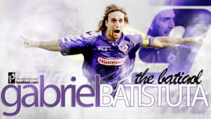 Legendary Football Star Gabriel Batistuta Action Poster Wallpaper