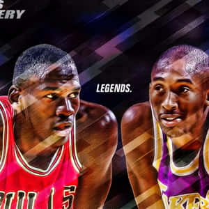 Legendary Hoops Rivalry - Michael Jordan And Kobe Bryant Wallpaper