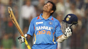 Legendary Indian Batsman Sachin Tendulkar Celebrates His Century Wallpaper