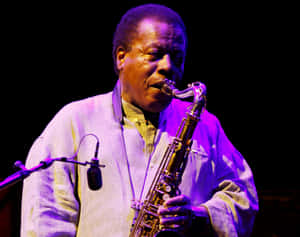 Legendary Jazz Musician Wayne Shorter Performing Live Wallpaper