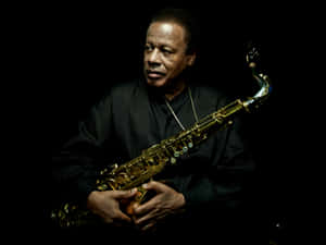 Legendary Jazz Musician Wayne Shorter Performing Live Wallpaper