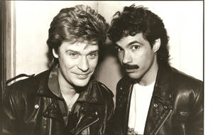 Legendary Music Duo Daryl Hall And John Oates In Retro Black & White Image Wallpaper