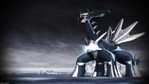 Legendary Pokémon Dialga In All Of Its Monochromatic Majesty Wallpaper