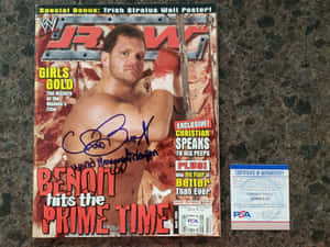 Legendary Pro-wrestler Chris Benoit Autographed Magazine Cover Wallpaper