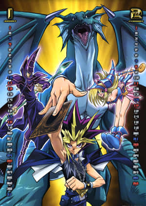 Legendary Yugioh Dark Magician In Action Wallpaper