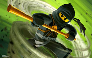 Lego Ninjago Cole With Gold Staff Wallpaper