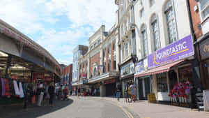 Leicester Market Street Scene Wallpaper