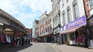 Leicester Market Street Scene Wallpaper