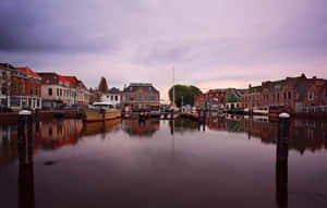 Leiden Canal Housesat Dusk.jpg Wallpaper