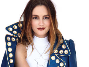 Leighton Meester Blue Jacket Wallpaper