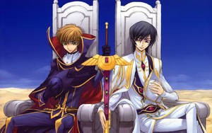 Lelouch Lamperouge And Kururugi Suzaku In Full Action Wallpaper