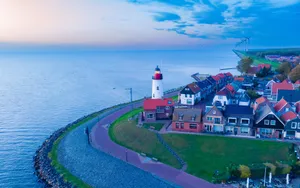 Lelystad Coastal Lighthouse Dusk Wallpaper