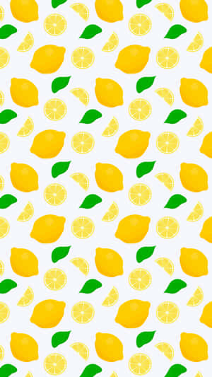 Lemons And Leaves Pattern Wallpaper