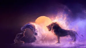 Leo Woman And Lion Wallpaper