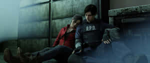 Leon Kennedy And Claire Redfield - Surviving Horror Together Wallpaper