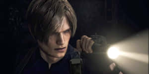 Leon Kennedy Flashlight Resident Evil4 Remake Wallpaper