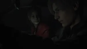 Leonand Claire Dark Car Scene Wallpaper