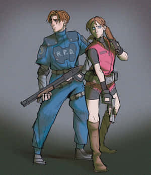 Leonand Claire Resident Evil Characters Wallpaper