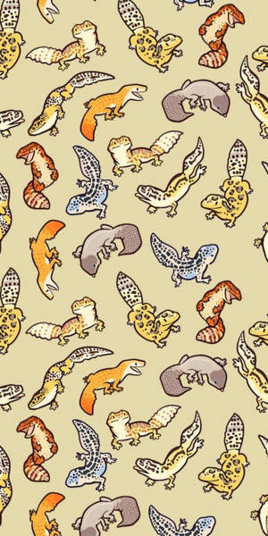 Leopard Gecko Pattern Cartoon Portrait Wallpaper